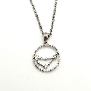 Capricorn Constellation Zodiac Silver Tone CZ Pendant Charm Dainty Necklace 16”